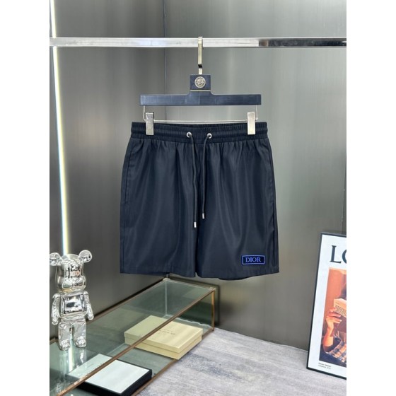 Dior Black Swim Shorts with Blue Dior Logo Patch